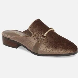 Bella Vita Babs II Mules Taupe Embossed Velvet Slip-On Mule Size 10WW
